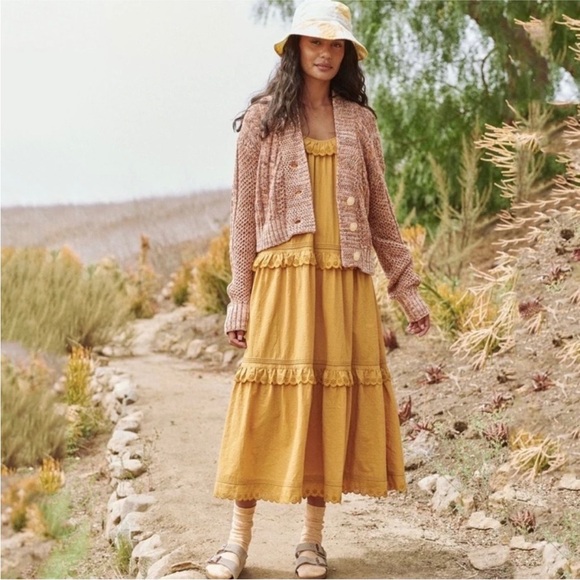 THE GREAT. Sweaters - The Great. The Montana Cropped Cable Cardigan Coral Pink Prairie Marl Knit 2 / M